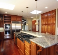 Matching Cherry Cabinet Wood Floors Kitchen Houston TX