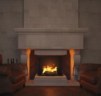 Stone Wall and Fireplace Mantel Houston